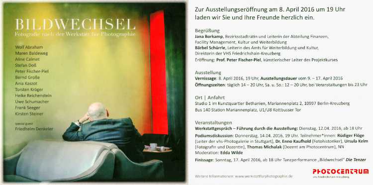Einladungskarte zur Ausstellung »Bildwechsel – Fotografie nach der Werkstatt für Photographie«, Kunstquartier Bethanien, 2016