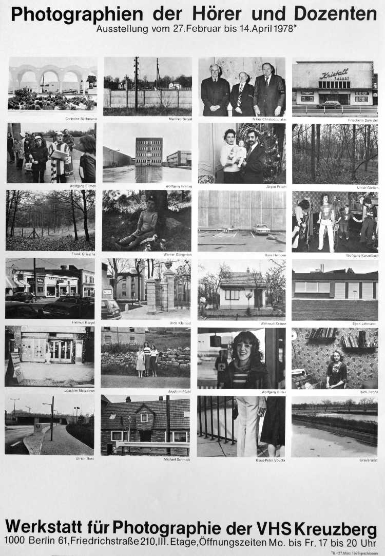 Plakat der Werkstatt für Photographie: »Photographien der Hörer und Dozenten«, 1978, Foto © Friedhelm Denkeler