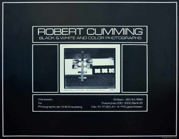 Plakat der Werkstatt für Photographie: »Robert Cumming – Black & White and Color Photographs«, 1982, Foto © Friedhelm Denkeler