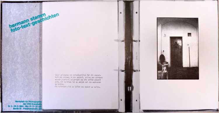 Plakat der Werkstatt für Photographie: »Hermann Stamm – Foto-Text-Geschichten«, 1984, Foto © Friedhelm Denkeler